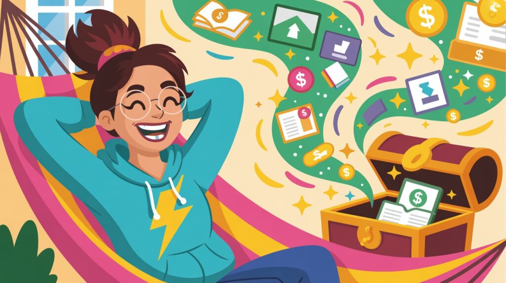 Guide Alex at three income paths explaining best ways to work from home and make money 2026: freelancing remote jobs side hustles