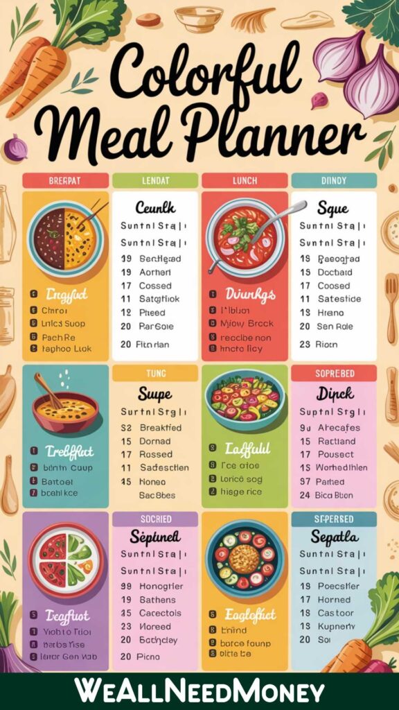 Meal planning for savings to save money on groceries in the USA.