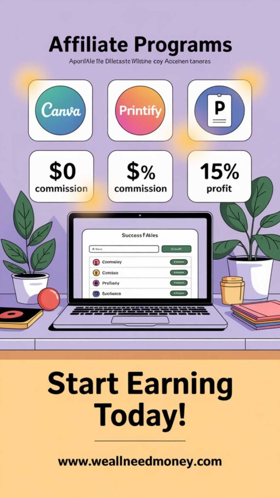 affiliate programs for printables side hustle