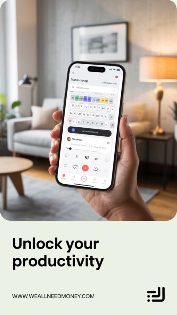 doing transcription jobs on my phone for side hustle